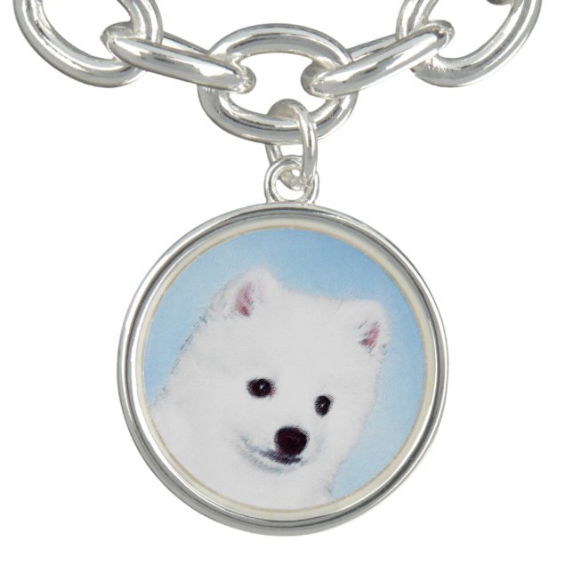 American Eskimo Dog Painting - Original Dog Art Charm Bracelet (Design)