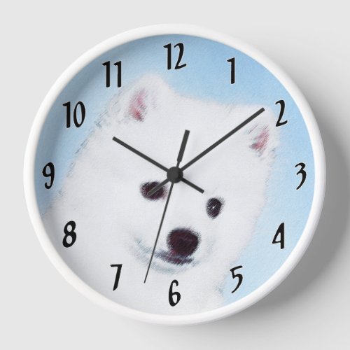 American Eskimo Dog Painting _ Original Dog Art Clock