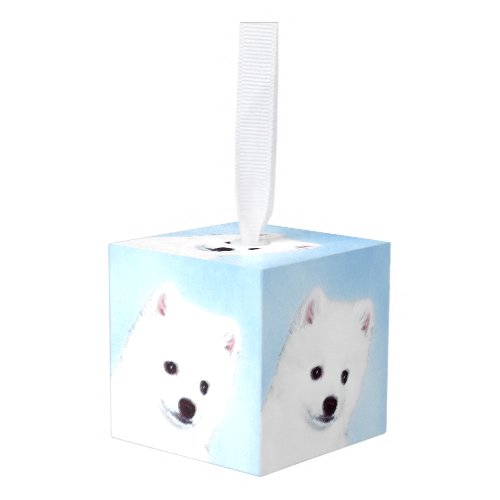 American Eskimo Dog Painting _ Original Dog Art Cube Ornament