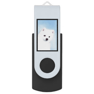 American Eskimo Dog Painting - Original Dog Art Flash Drive