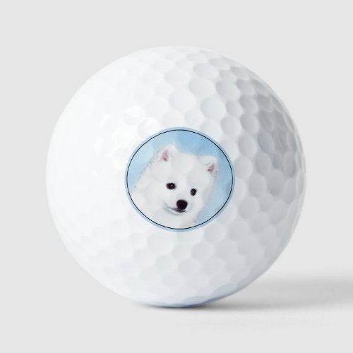 American Eskimo Dog Painting _ Original Dog Art Golf Balls