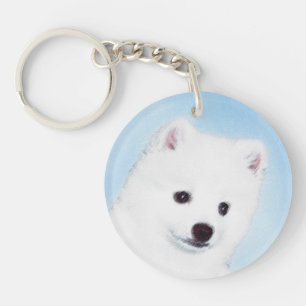 American Eskimo Dog Painting - Original Dog Art Keychain