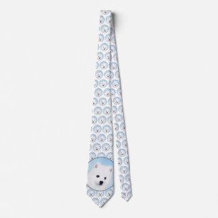 American Eskimo Dog Painting - Original Dog Art Neck Tie