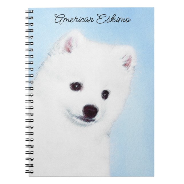 American Eskimo Dog Painting - Original Dog Art Notebook (Front)