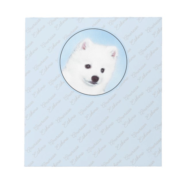 American Eskimo Dog Painting - Original Dog Art Notepad (Front)