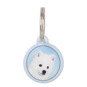 American Eskimo Dog Painting - Original Dog Art Pet ID Tag