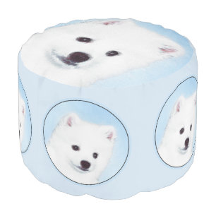 American Eskimo Dog Painting - Original Dog Art Pouf