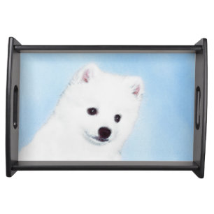 American Eskimo Dog Painting - Original Dog Art Serving Tray