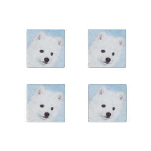 American Eskimo Dog Painting - Original Dog Art Stone Magnet