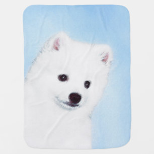 American Eskimo Dog Painting - Original Dog Art Swaddle Blanket