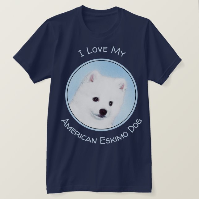 American Eskimo Dog Painting - Original Dog Art T-Shirt (Design Front)