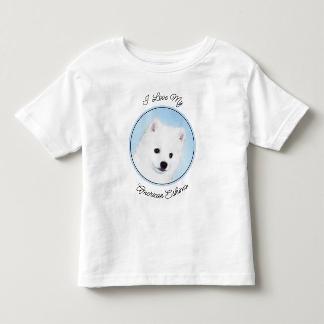 American Eskimo Dog Painting - Original Dog Art Toddler T-shirt (Front)