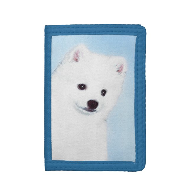 American Eskimo Dog Painting - Original Dog Art Trifold Wallet (Front Vertical)