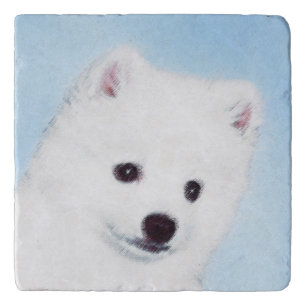 American Eskimo Dog Painting - Original Dog Art Trivet