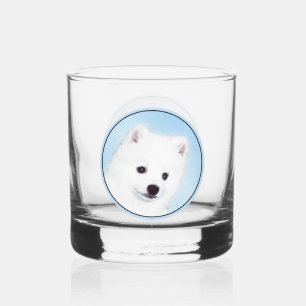 American Eskimo Dog Painting - Original Dog Art Whiskey Glass