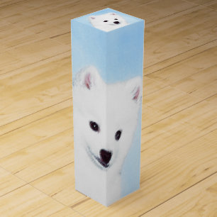 American Eskimo Dog Painting - Original Dog Art Wine Box