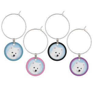 American Eskimo Dog Painting - Original Dog Art Wine Charm