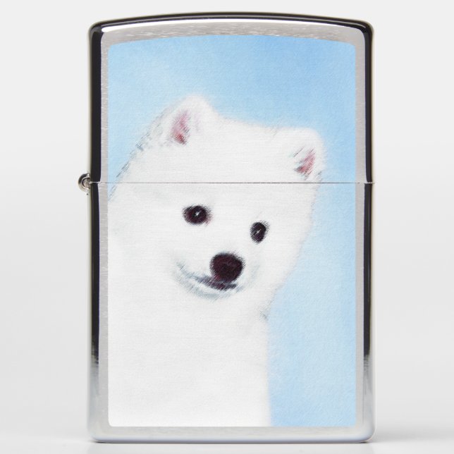 American Eskimo Dog Painting - Original Dog Art Zippo Lighter (Front)