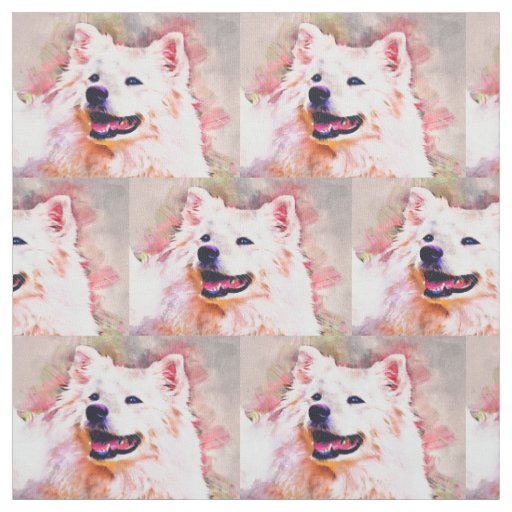 American Eskimo Dog Pima Cotton Fabric