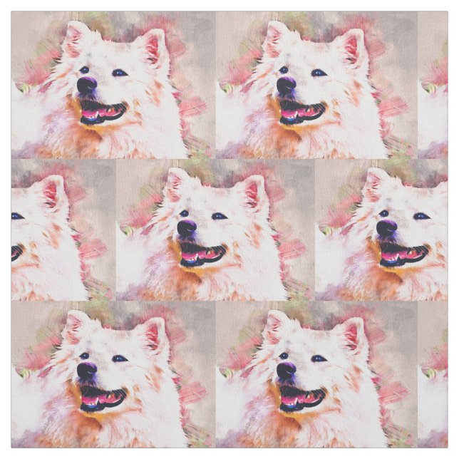 American Eskimo Dog Pima Cotton Fabric (Swatch)