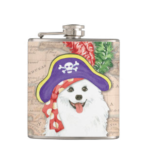 American Eskimo Dog Pirate Hip Flask