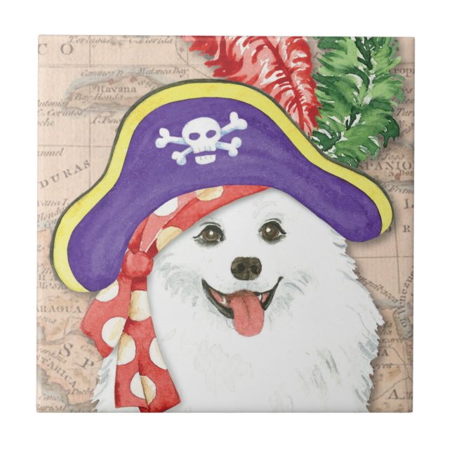 American Eskimo Dog Pirate Tile (Front)