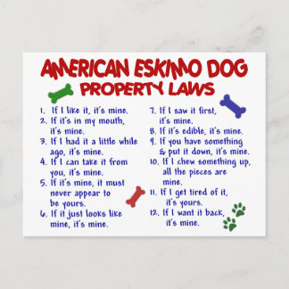 AMERICAN ESKIMO DOG Property Laws 2 Postcard