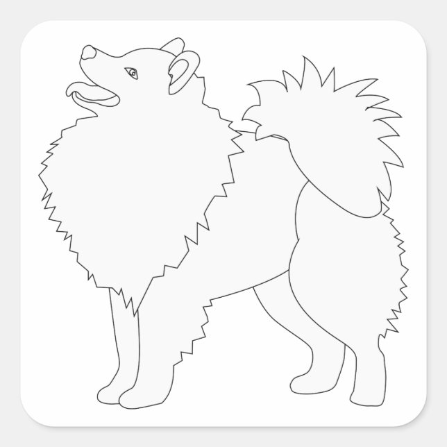 American Eskimo Dog Ready to Color Design Square Sticker (Front)