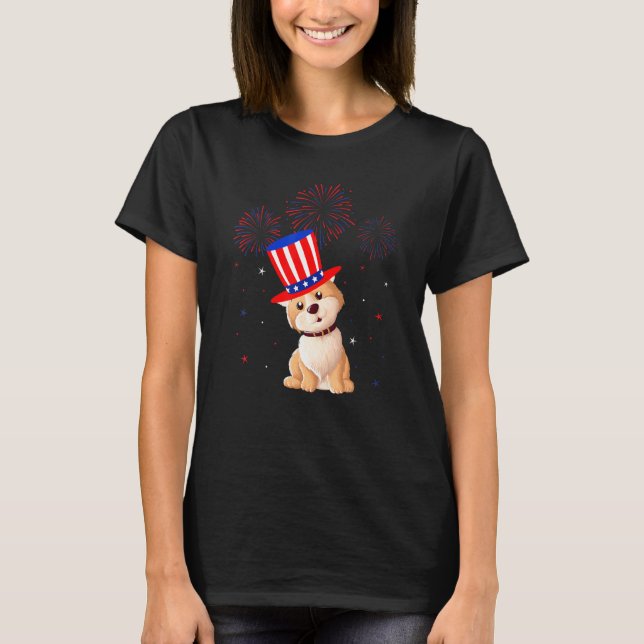 American Eskimo Dog Red White Blue Fireworks 4th O T-Shirt (Front)