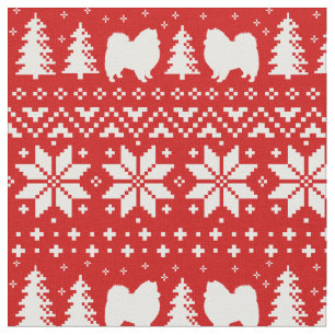 American Eskimo Dog Silhouettes Eskies Christmas Fabric