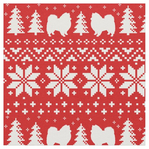 American Eskimo Dog Silhouettes Eskies Christmas Fabric