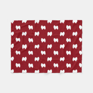 American Eskimo Dog Silhouettes Eskies Pattern Fleece Blanket