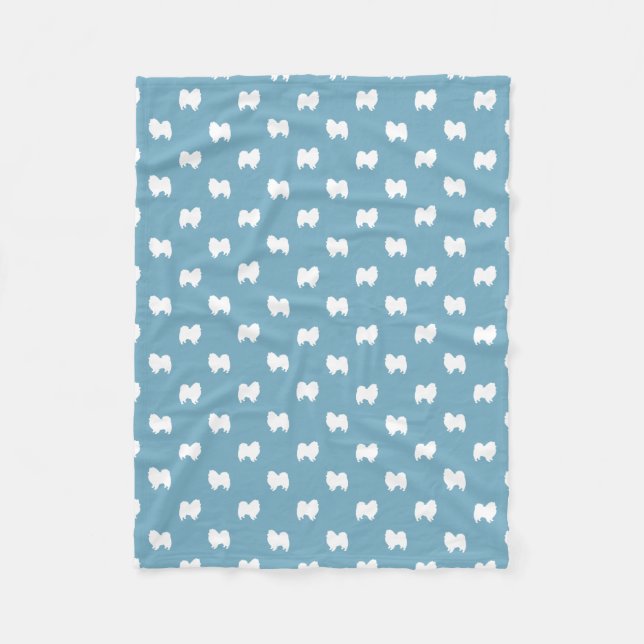 American Eskimo Dog Silhouettes Eskies Pattern Fleece Blanket (Front)
