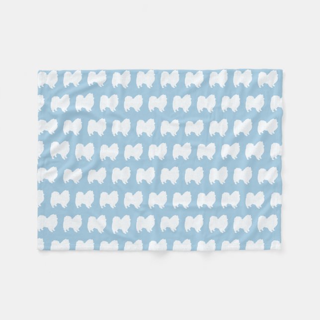 American Eskimo Dog Silhouettes Eskies Pattern Fleece Blanket (Front (Horizontal))