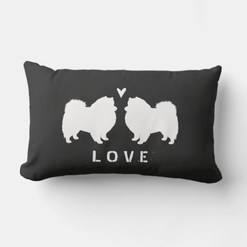 American Eskimo Dog Silhouettes Love Lumbar Pillow