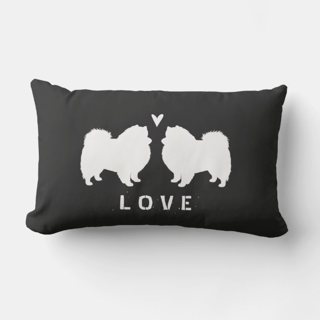 American Eskimo Dog Silhouettes Love Lumbar Pillow (Front)