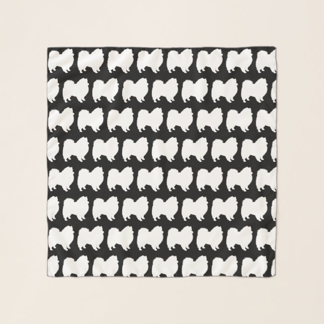 American Eskimo Dog Silhouettes Pattern Scarf (Front)