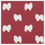 American Eskimo Dog Silhouettes Red and White Fabric
