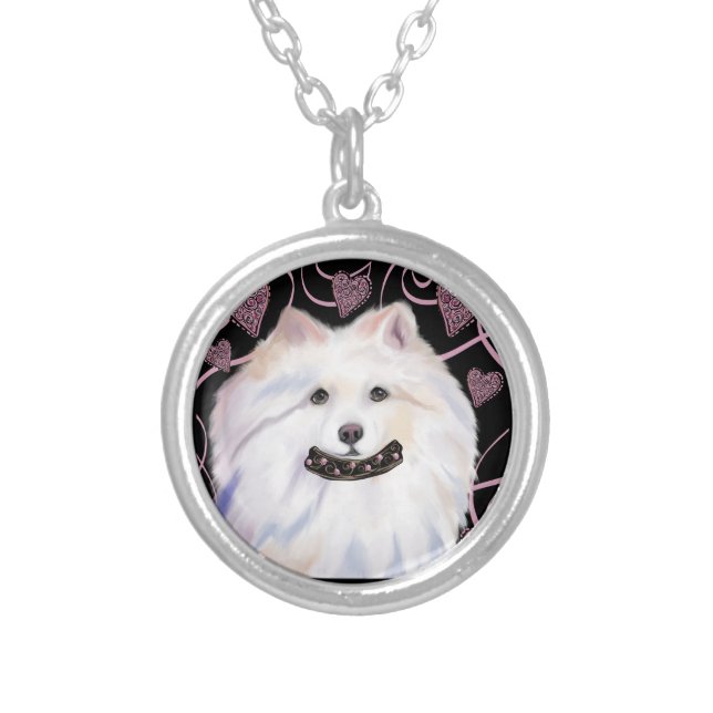 American Eskimo Dog  Silver Plated Necklace (Front)