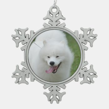 American Eskimo Dog Snowflake Pewter Christmas Ornament by DogPoundGifts at Zazzle
