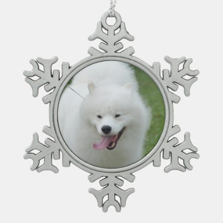 American Eskimo Dog Snowflake Pewter Christmas Ornament