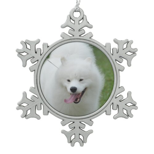 American Eskimo Dog Snowflake Pewter Christmas Ornament