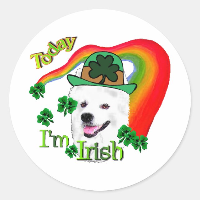 American Eskimo Dog St Patricks Classic Round Sticker (Front)