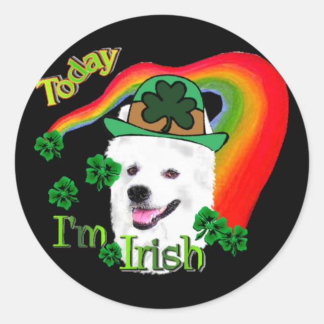 American Eskimo Dog St Patricks Classic Round Sticker (Front)