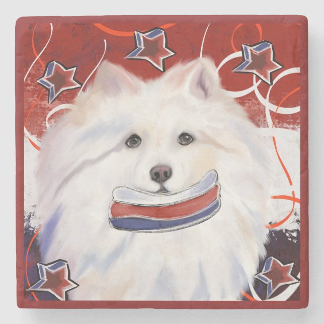 American Eskimo Dog  Stone Coaster (Front)