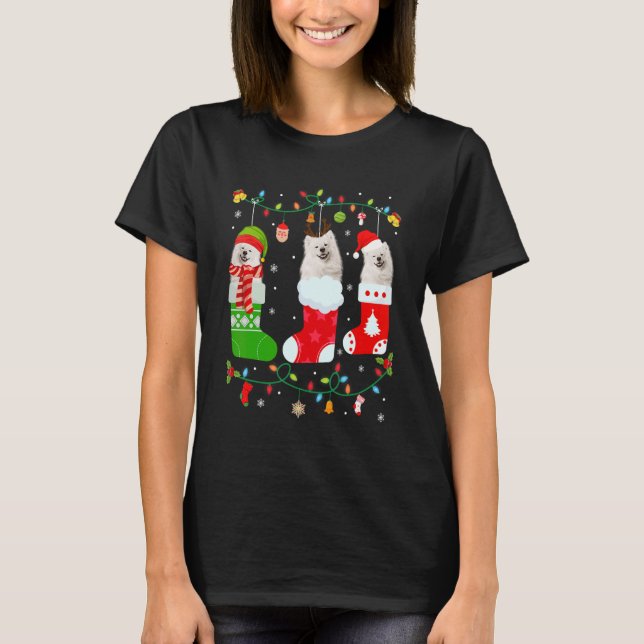 American Eskimo Dog Three Christmas Socks Sweater  (Front)
