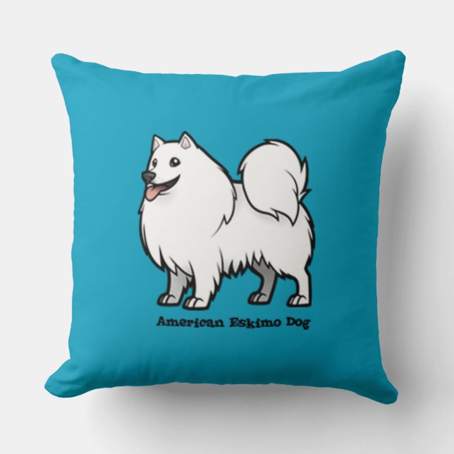 American Eskimo Dog Throw Pillow (Front)