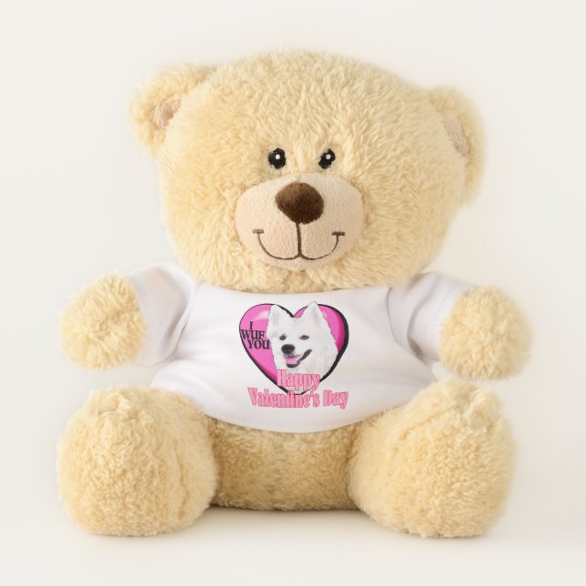 American Eskimo Dog Valentines Day Teddy Bear (Front)
