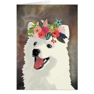 American Eskimo Dog Wearing a Flower Crown