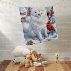 American Eskimo Dog Winter Wonderland Christmas  Baby Blanket